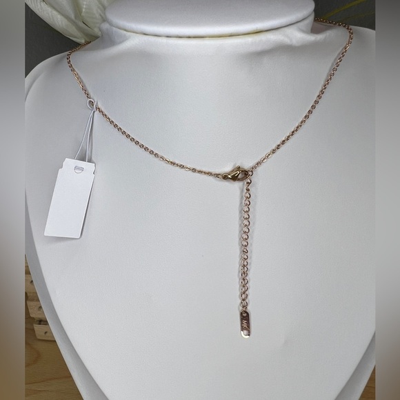 Michael Kors Rose Gold Double Tortoise Shell Barrel Pendant Necklace - Picture 4 of 5